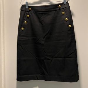 Black Pencil Skirt with Gold Buttons